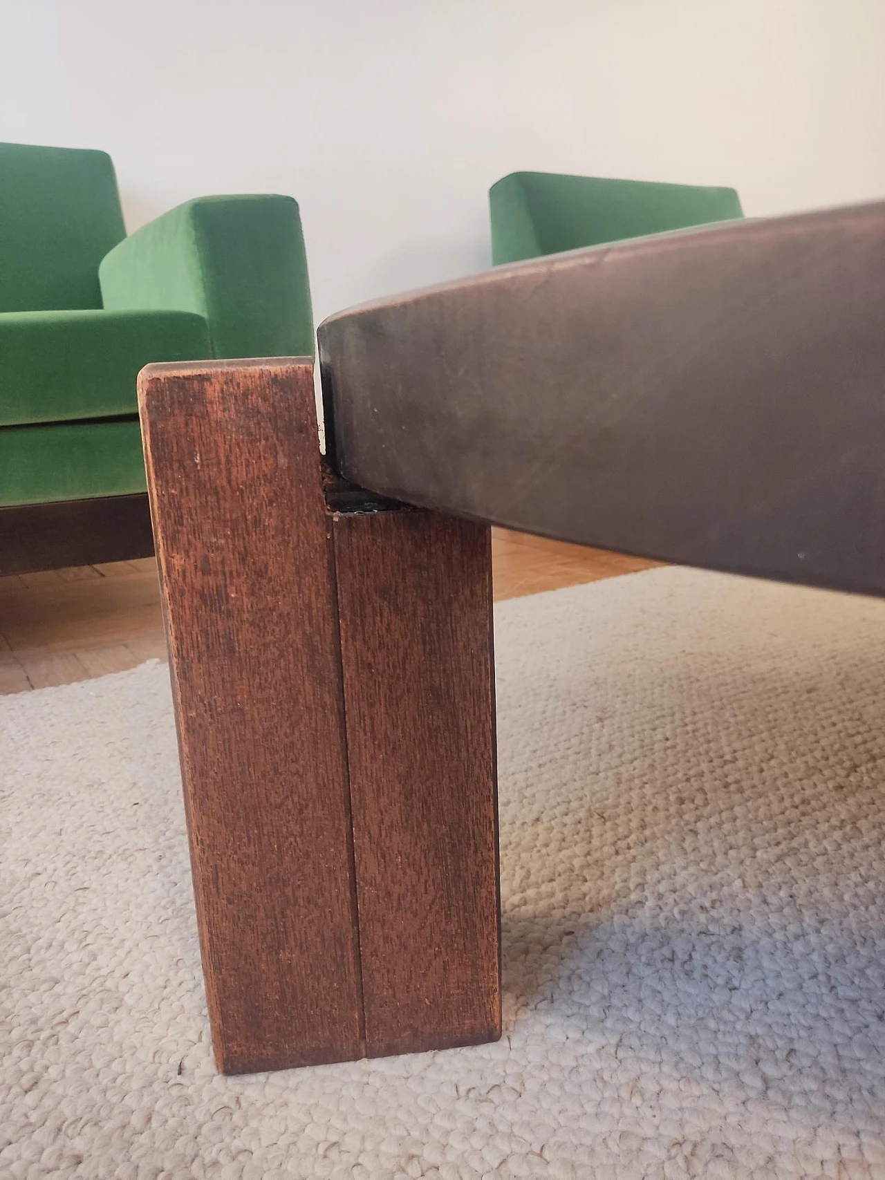 Circular oak coffee table, 60s 7