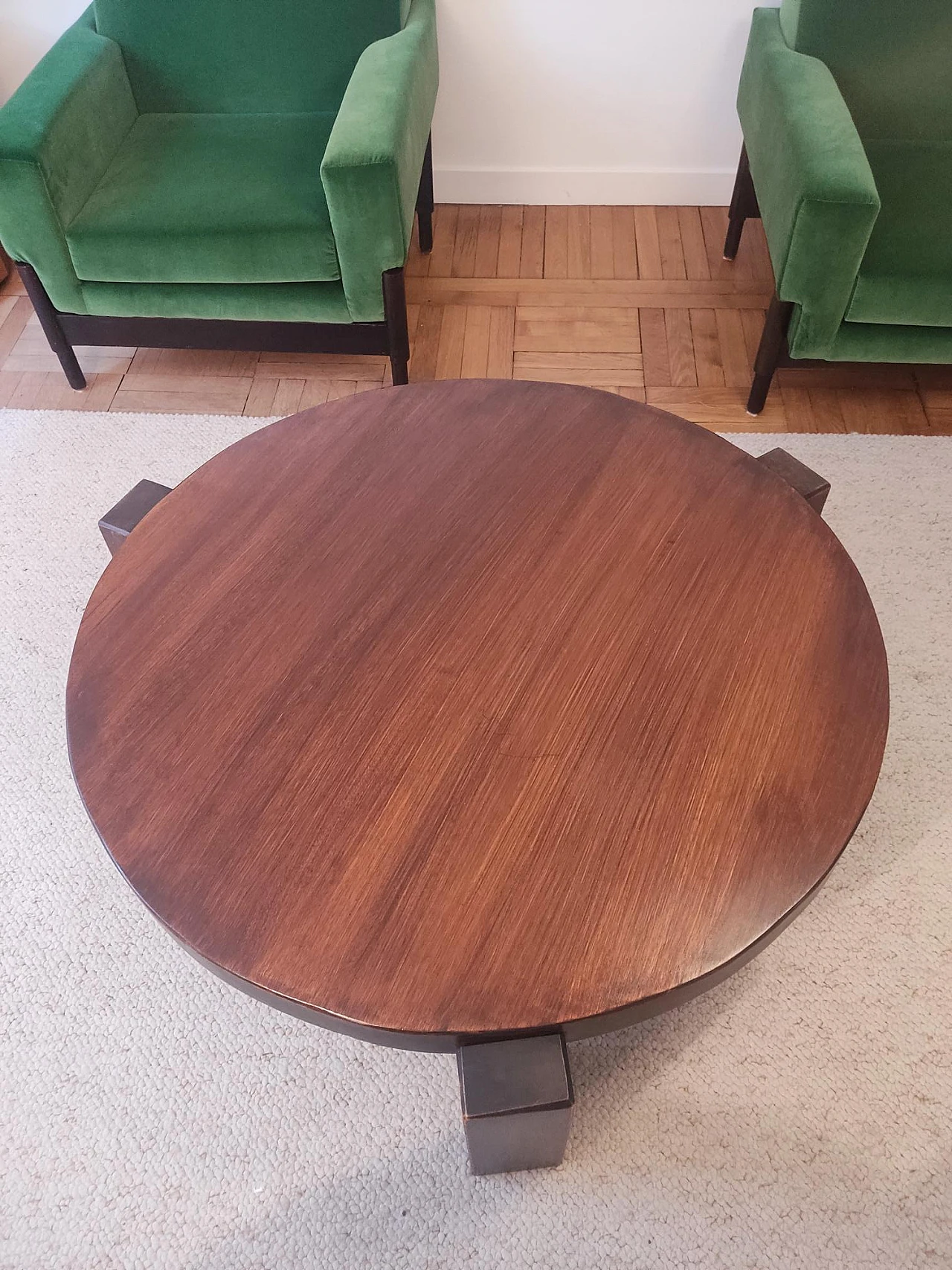 Circular oak coffee table, 60s 11