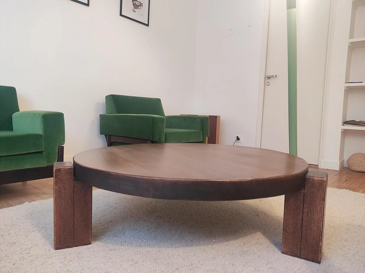 Circular oak coffee table, 60s 12