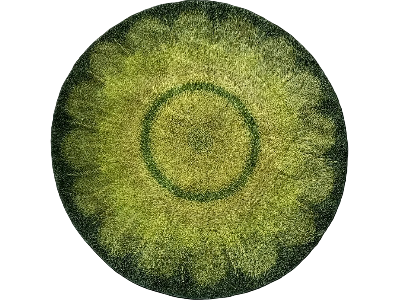 Green round rug Denmark 1970s Desso 13