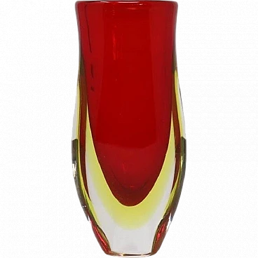 Red submerged glass vase, Murano, 1960s