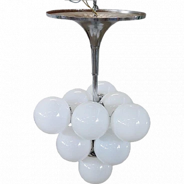 Glass and chromed metal chandelier, by Max Bill for Temde, 1960s