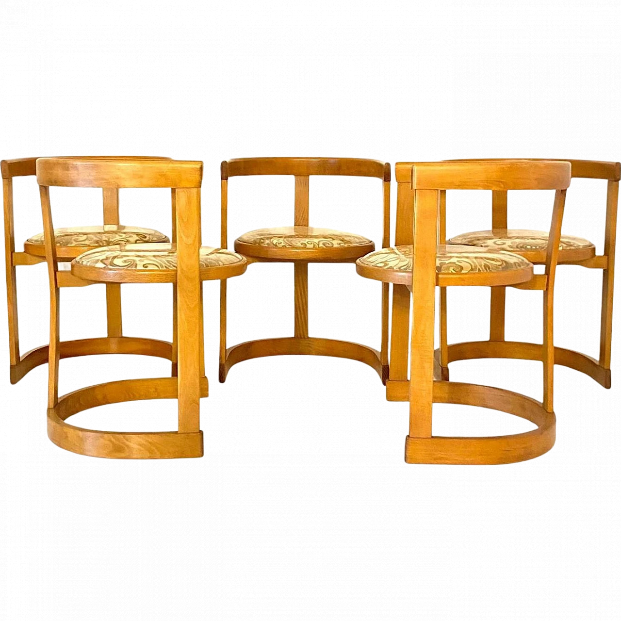 5 curved solid wood dining chairs, 1990s 17