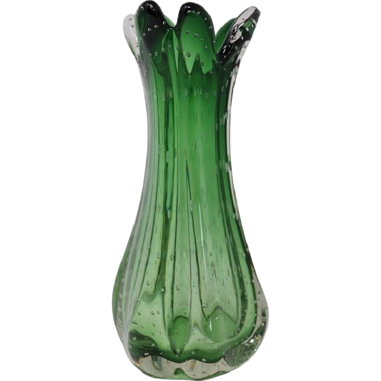 Emerald green vase, Murano 1960s 11