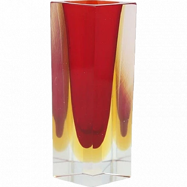 Red and yellow prism vase, Murano, 1970s