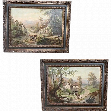 Pair of oil on canvas paintings dated 1890