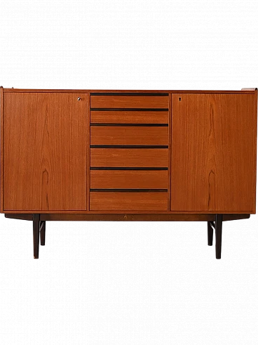 Scandinavian teak highboard, 1950s