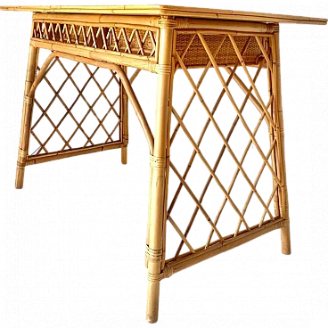 Bamboo and rattan desk in the style of Luis Sognot, 1960s Italy