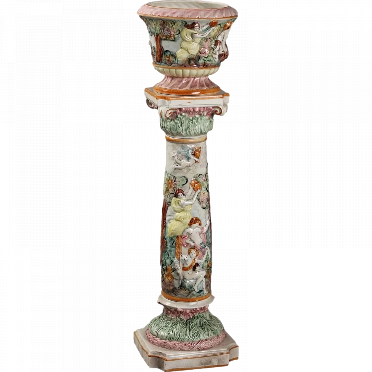 Column with cache pot Capodimonte's ceramic, '900 11