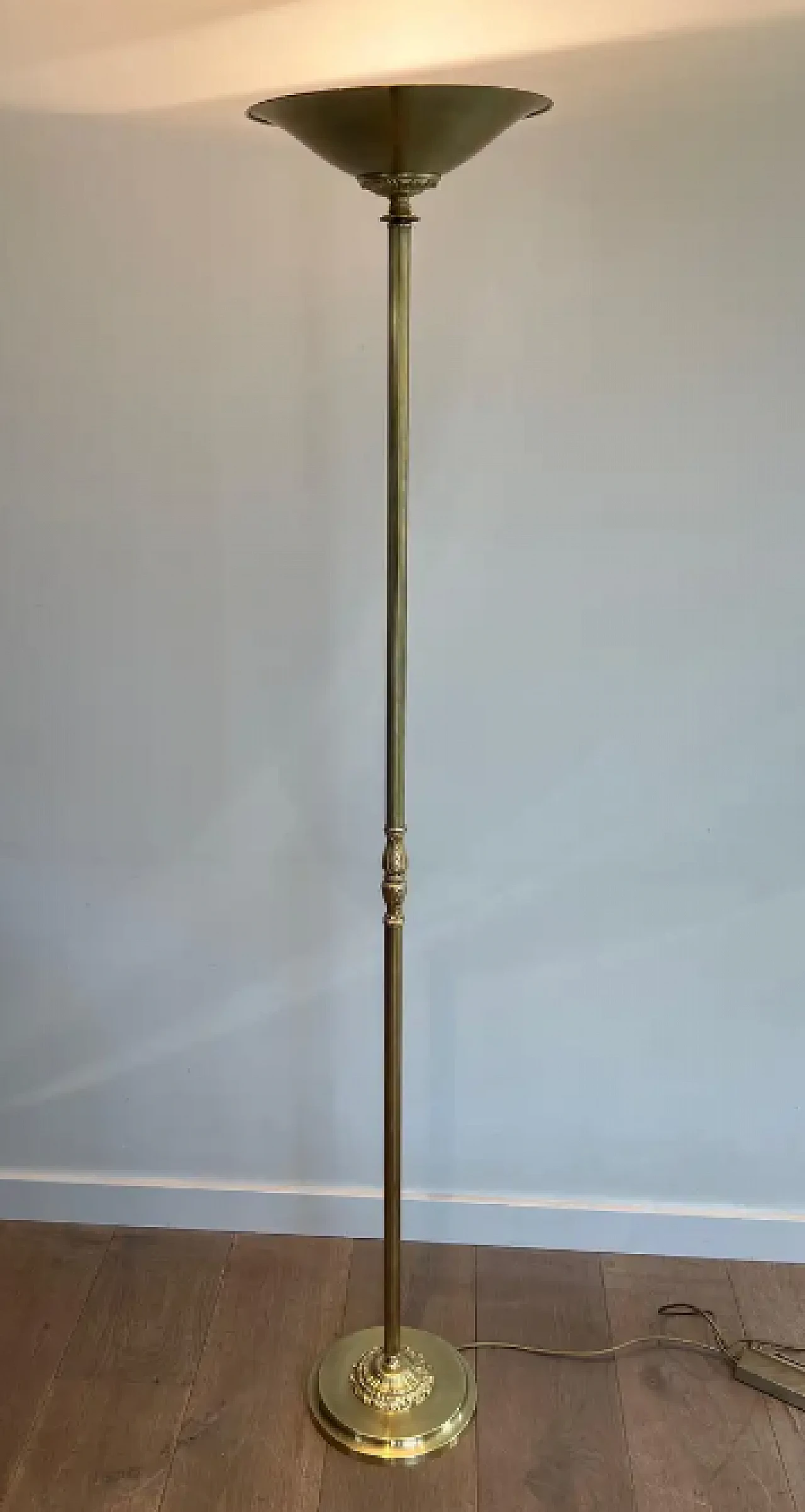 Brass floor lamp with removable reflector, 1970s 2