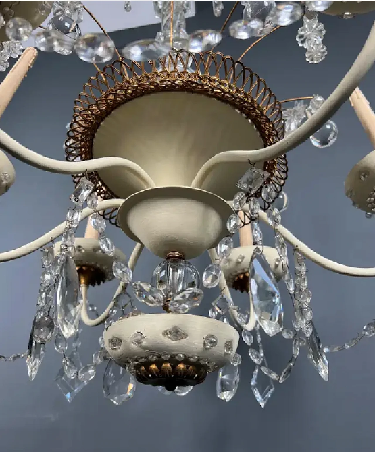 Sheet metal and crystal chandelier by Maison Baguès, 1940s 6