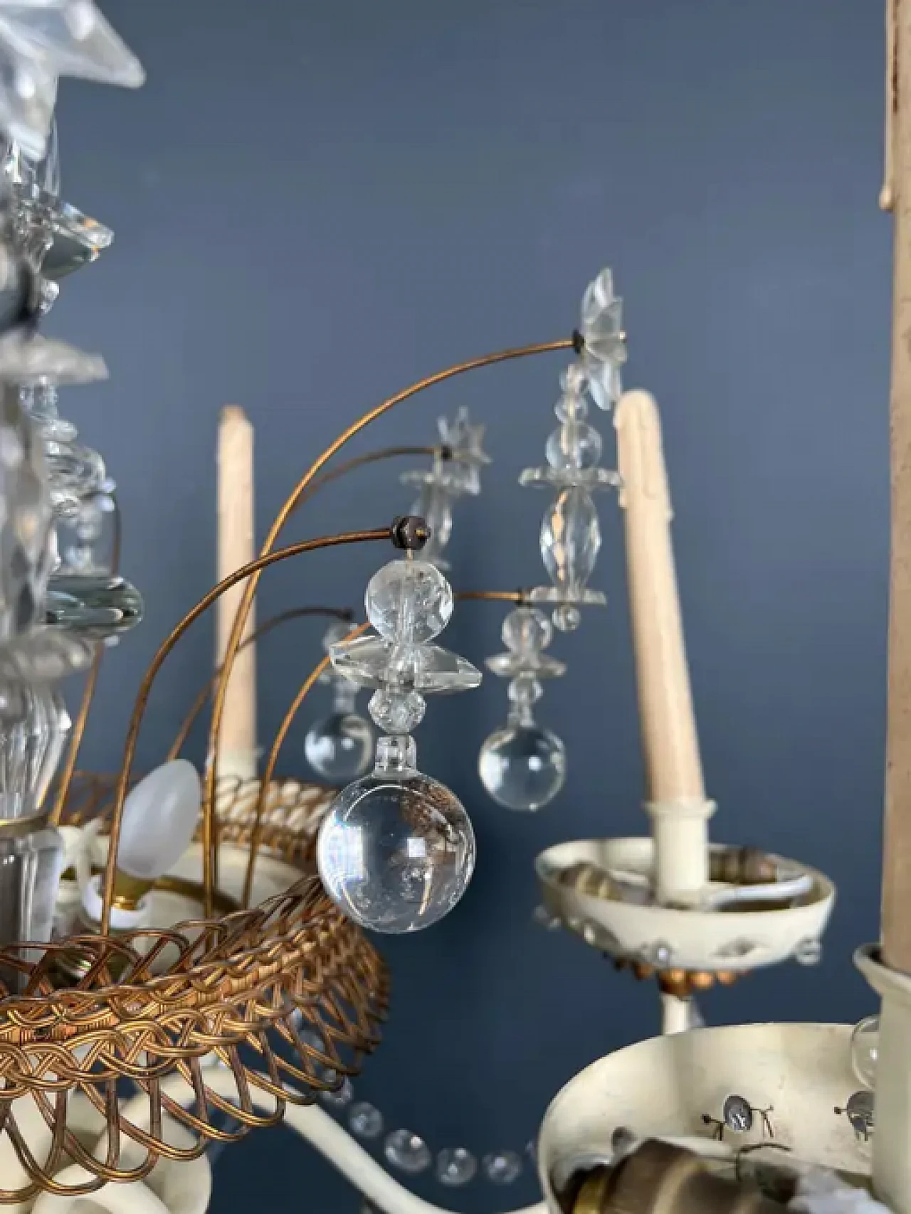 Sheet metal and crystal chandelier by Maison Baguès, 1940s 9