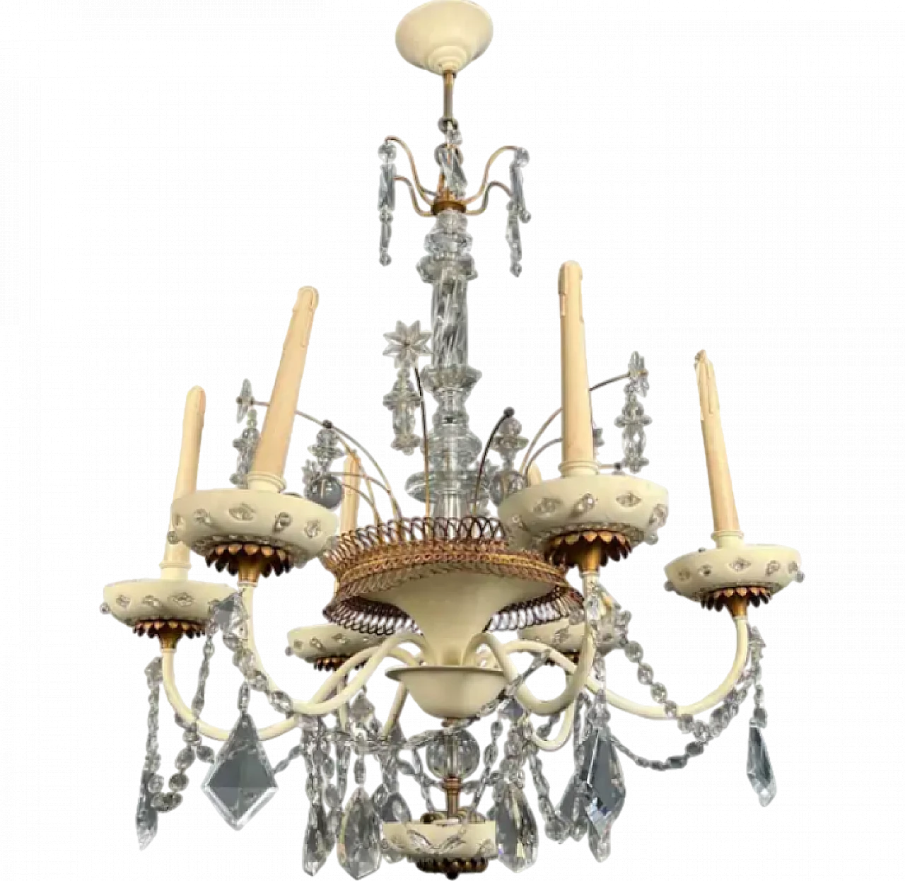 Sheet metal and crystal chandelier by Maison Baguès, 1940s 13