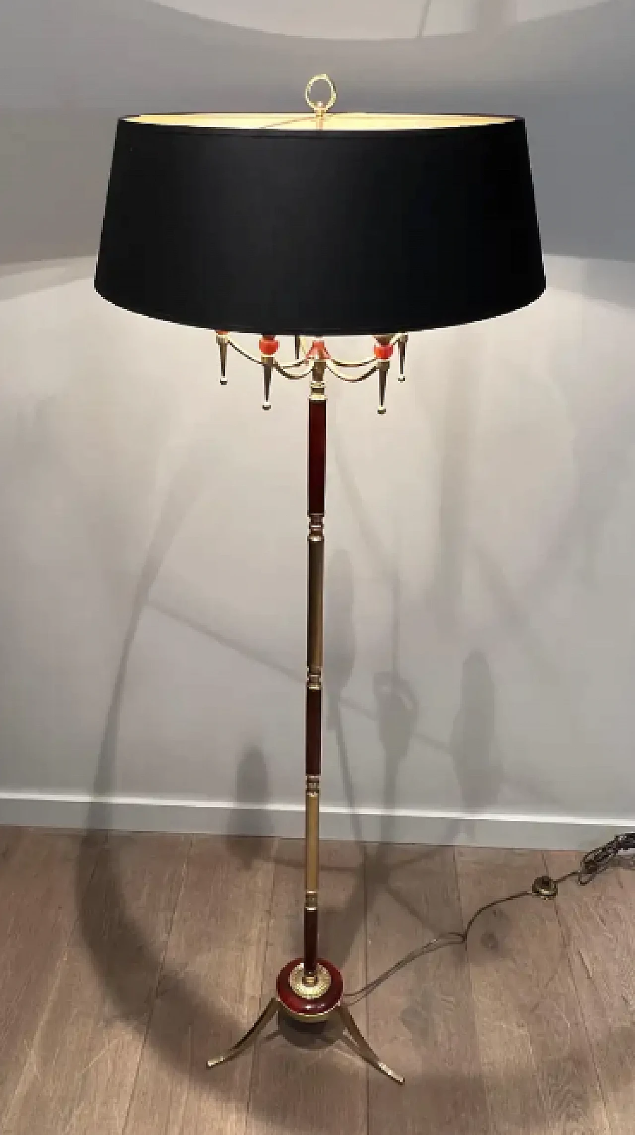 Brass floor lamp in the style of Maison Jansen, 1940s 2