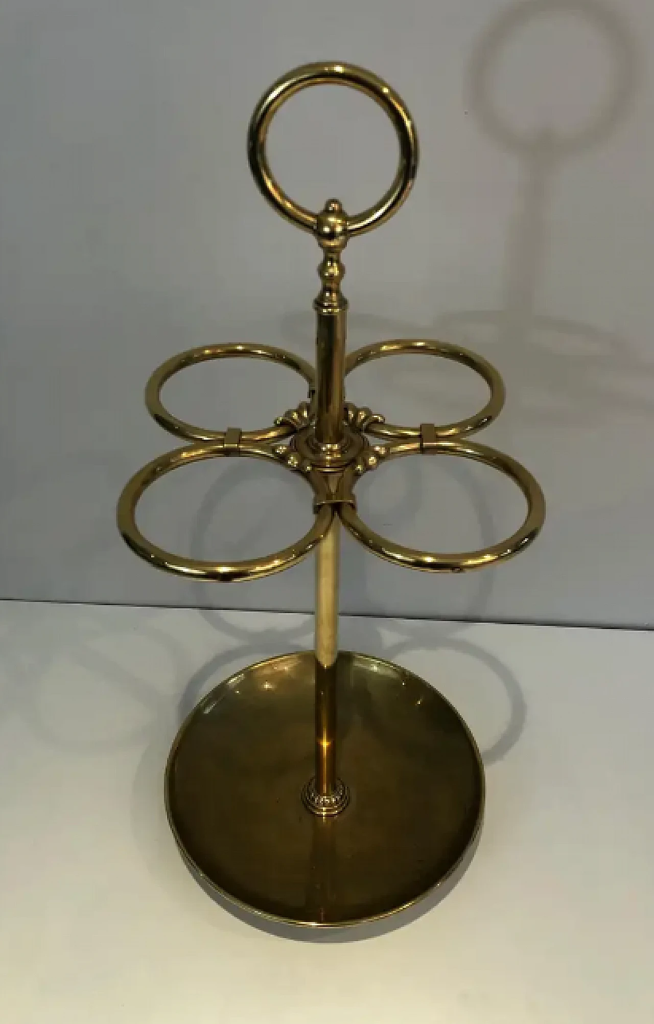 Round brass umbrella stand, early 20th century 3