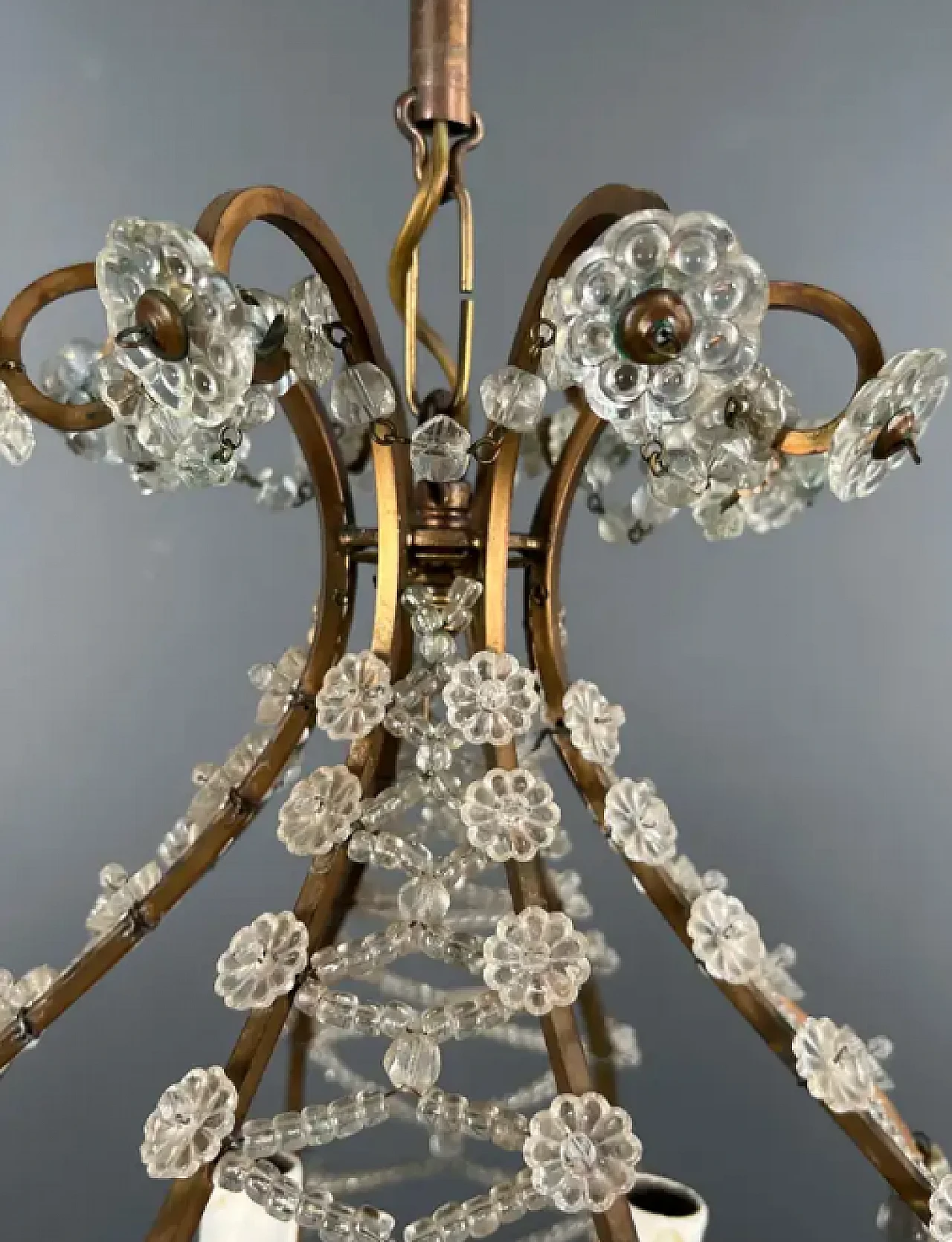 Brass and crystal chandelier in Maison Baguès style, 1940s 6