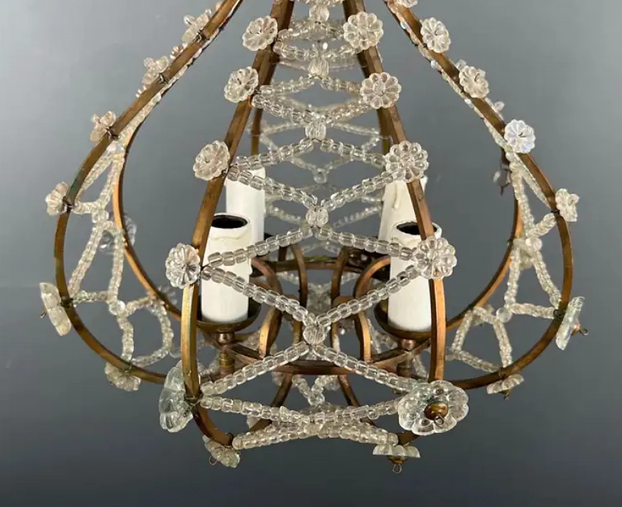 Brass and crystal chandelier in Maison Baguès style, 1940s 7