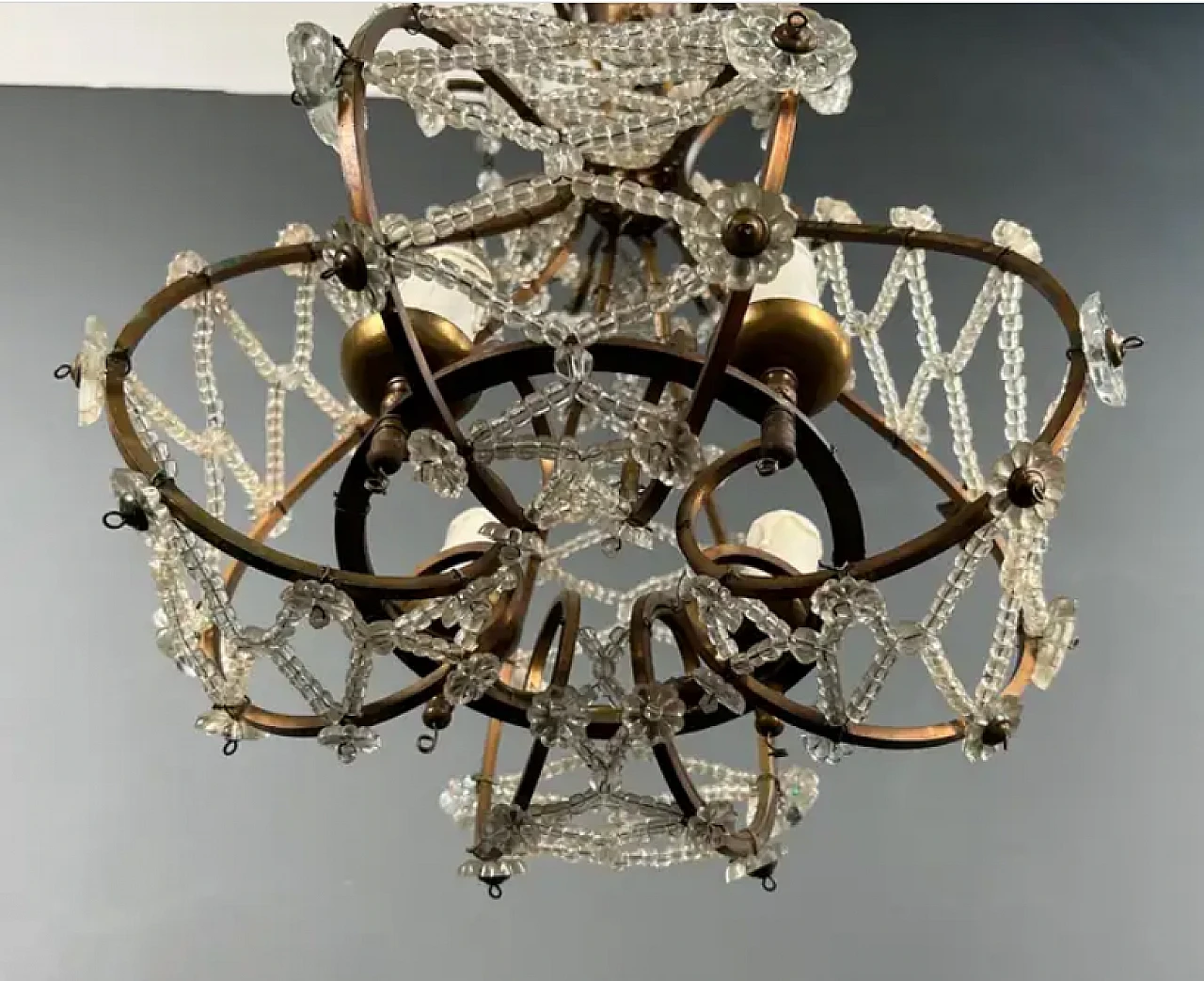 Brass and crystal chandelier in Maison Baguès style, 1940s 8