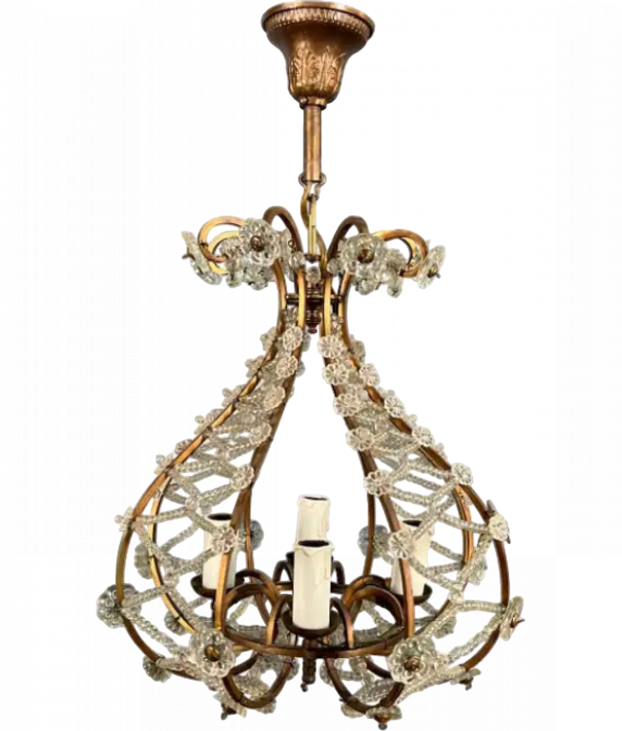 Brass and crystal chandelier in Maison Baguès style, 1940s 11