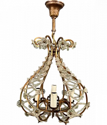 Brass and crystal chandelier in Maison Baguès style, 1940s