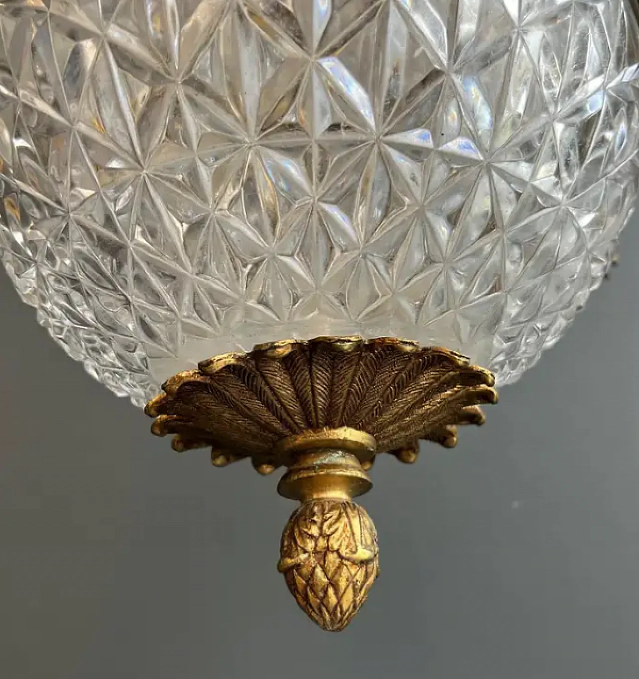 Empire-style balloon chandelier in bronze and crystal, 1940s 8