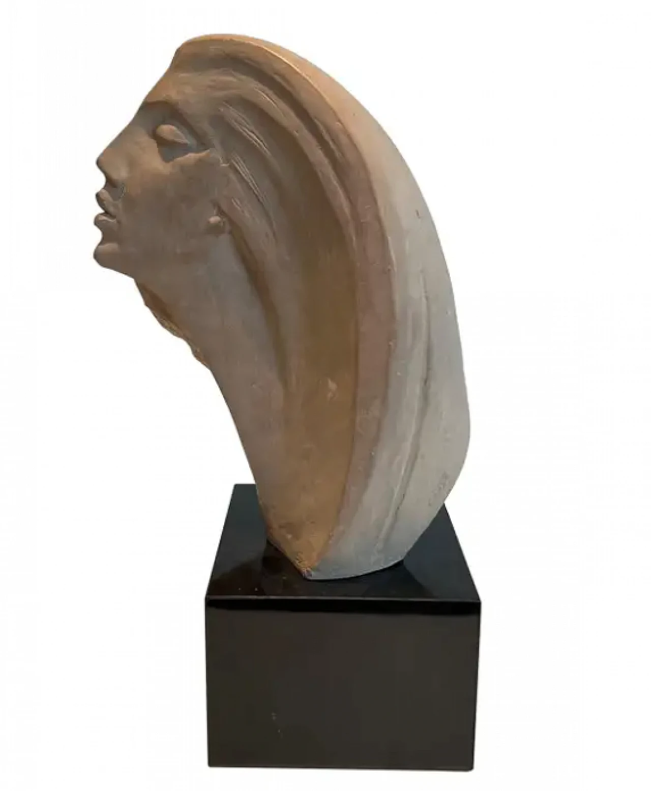 Terracotta sculpture representing a coman's face, 1980s 1