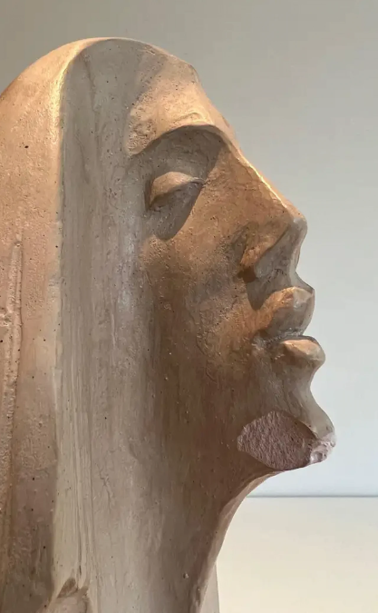 Terracotta sculpture representing a coman's face, 1980s 8