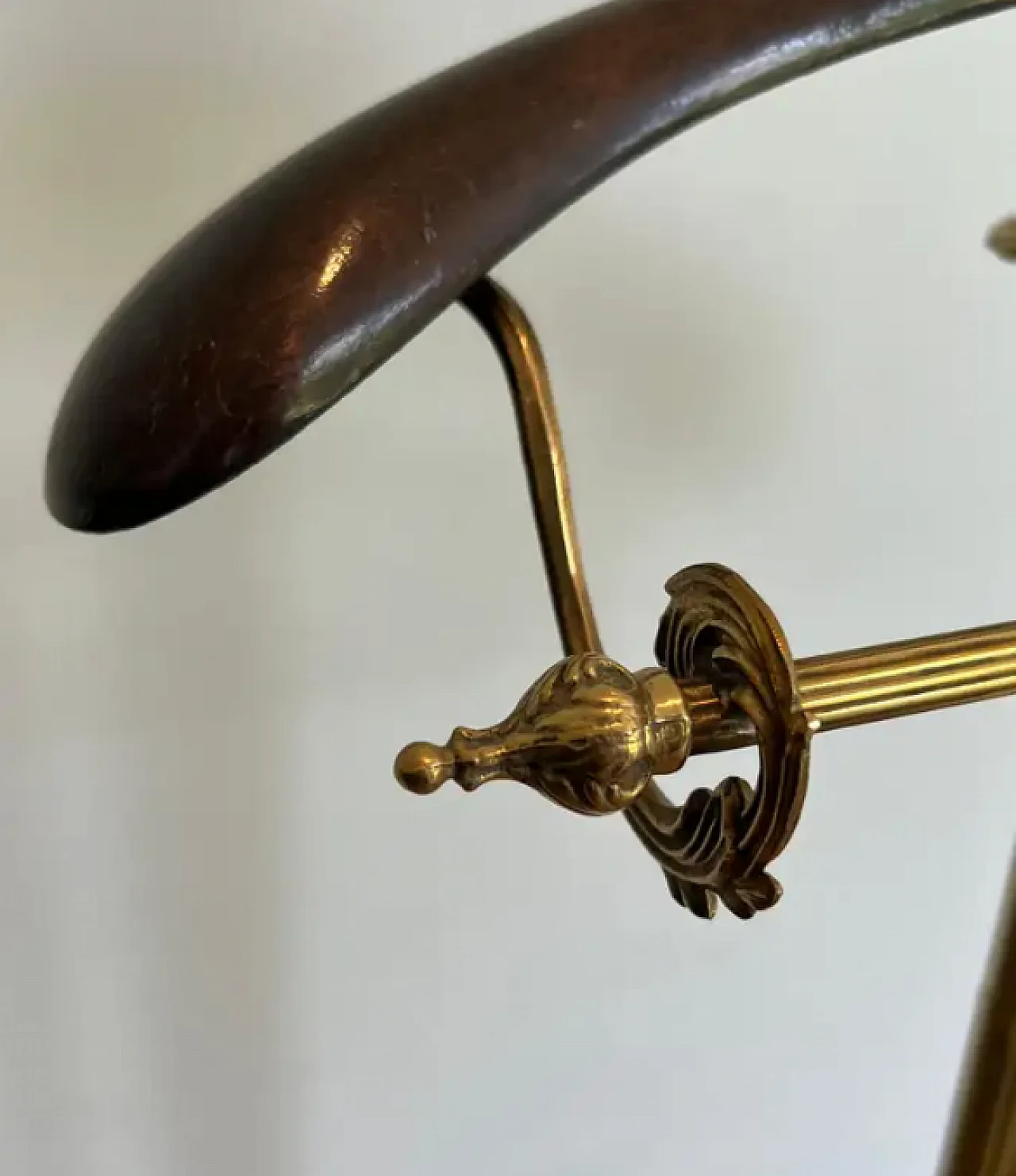 Neoclassical style brass and wood valet on casters, 1940s 6