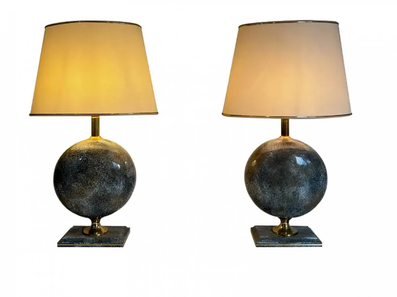 Pair of ceramic table lamps by Philippe Barbier, 1970s 1