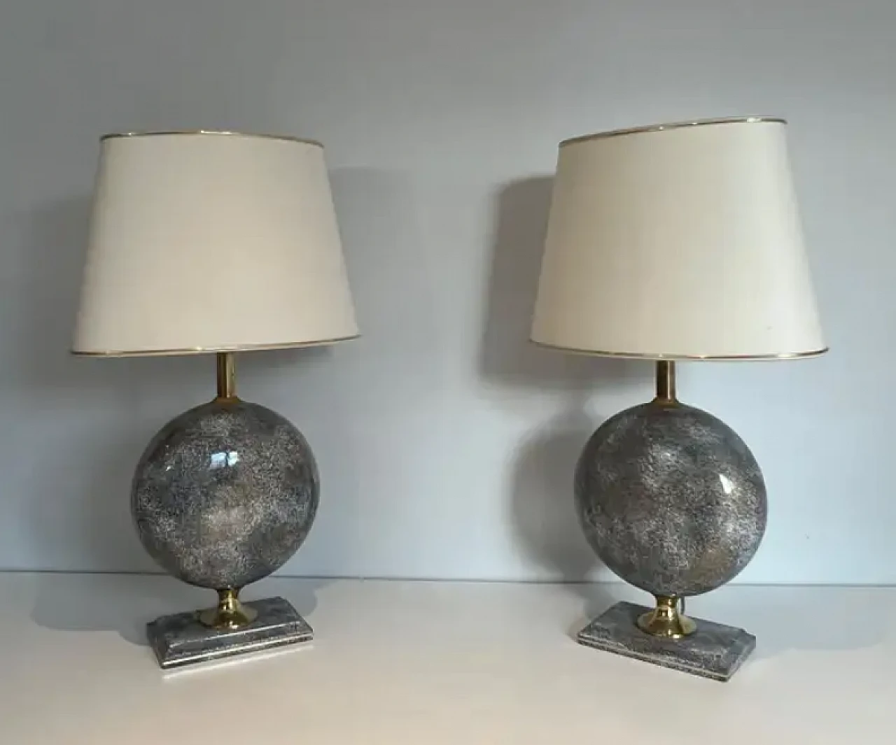 Pair of ceramic table lamps by Philippe Barbier, 1970s 3