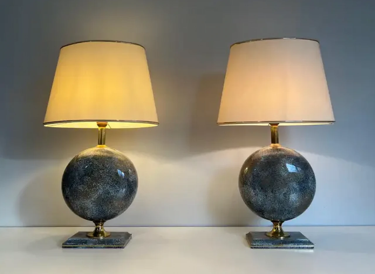 Pair of ceramic table lamps by Philippe Barbier, 1970s 4