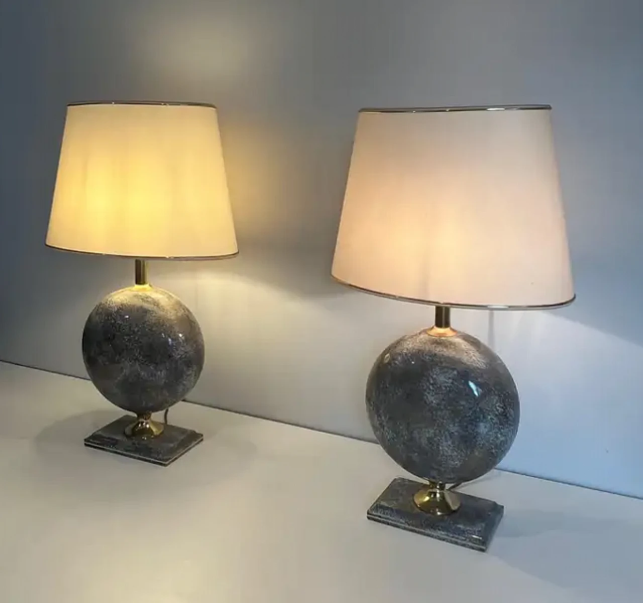 Pair of ceramic table lamps by Philippe Barbier, 1970s 9