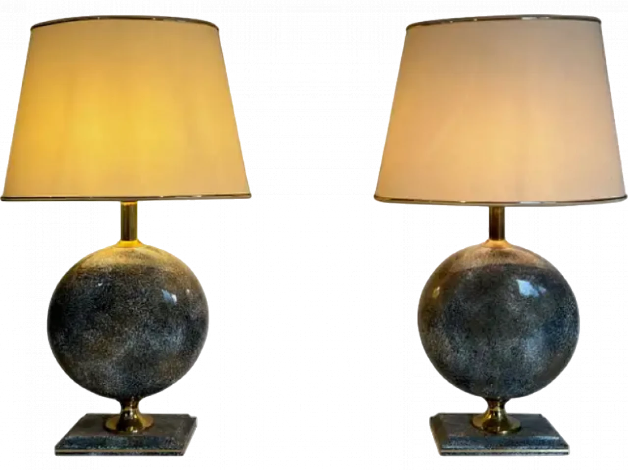 Pair of ceramic table lamps by Philippe Barbier, 1970s 10