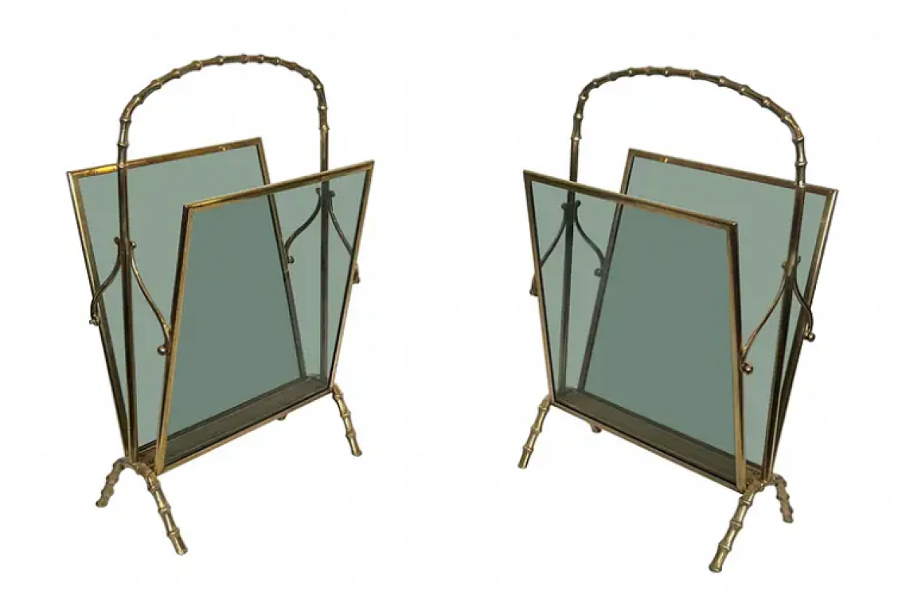 Pair of bronze magazine racks by Maison Baguès, 1940s 1