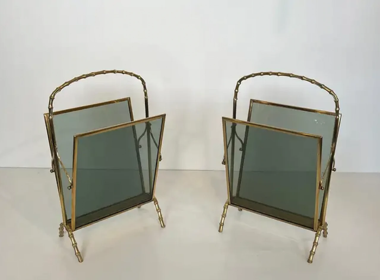 Pair of bronze magazine racks by Maison Baguès, 1940s 2