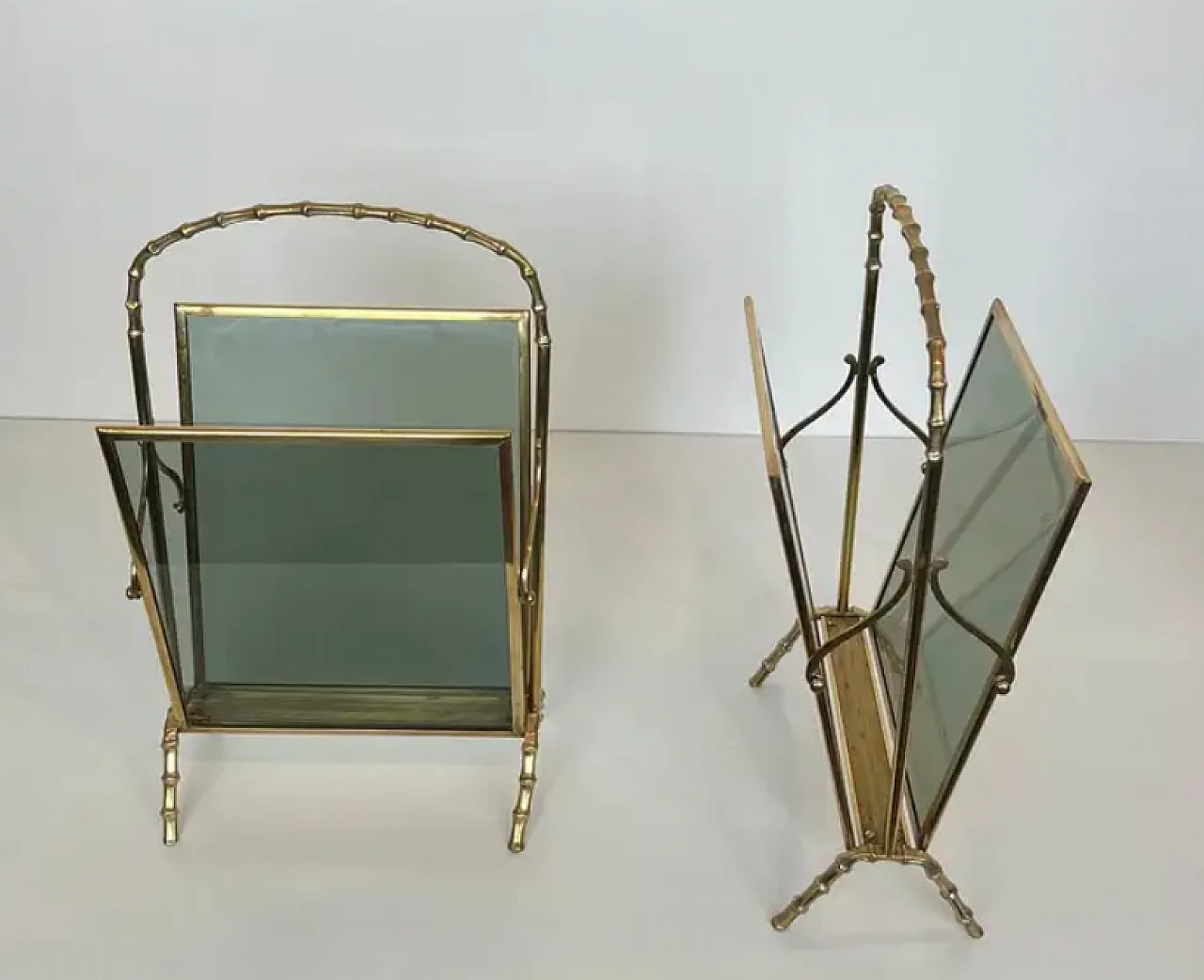 Pair of bronze magazine racks by Maison Baguès, 1940s 4