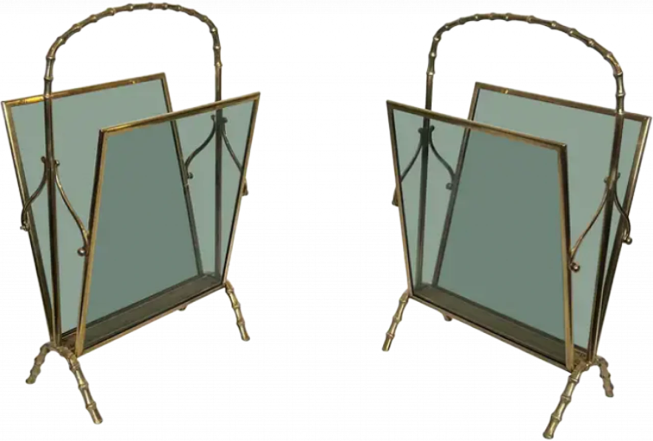 Pair of bronze magazine racks by Maison Baguès, 1940s 12