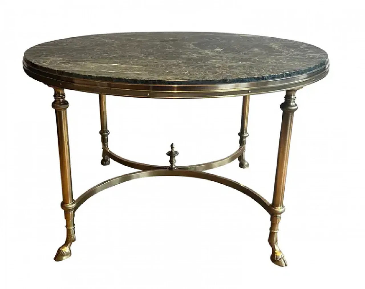 Round bronze, brass and marble coffee table by Maison Jansen, 1940s 1