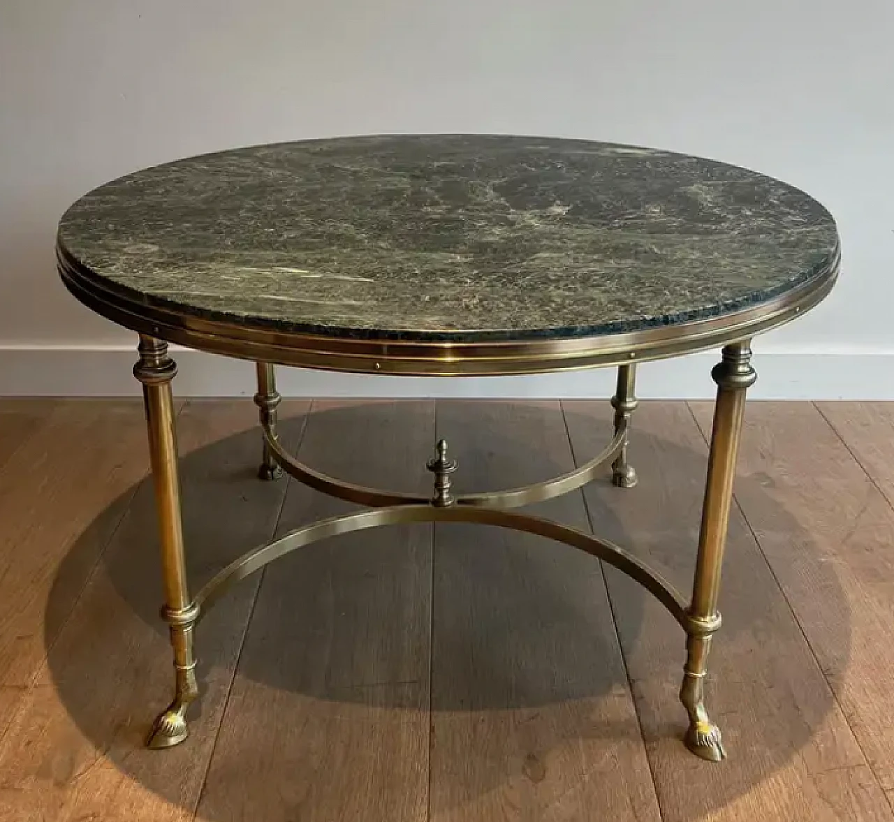 Round bronze, brass and marble coffee table by Maison Jansen, 1940s 2