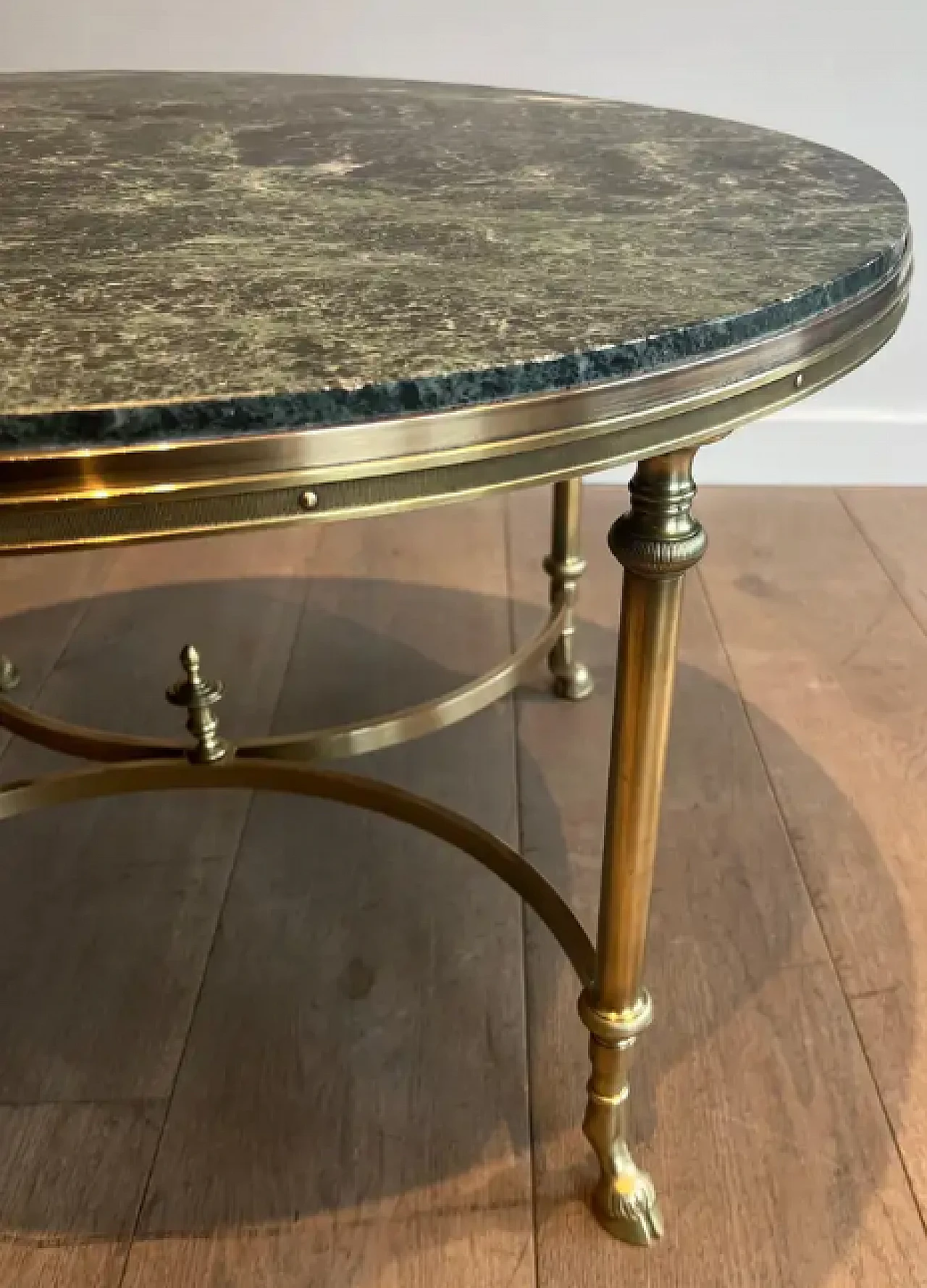 Round bronze, brass and marble coffee table by Maison Jansen, 1940s 4