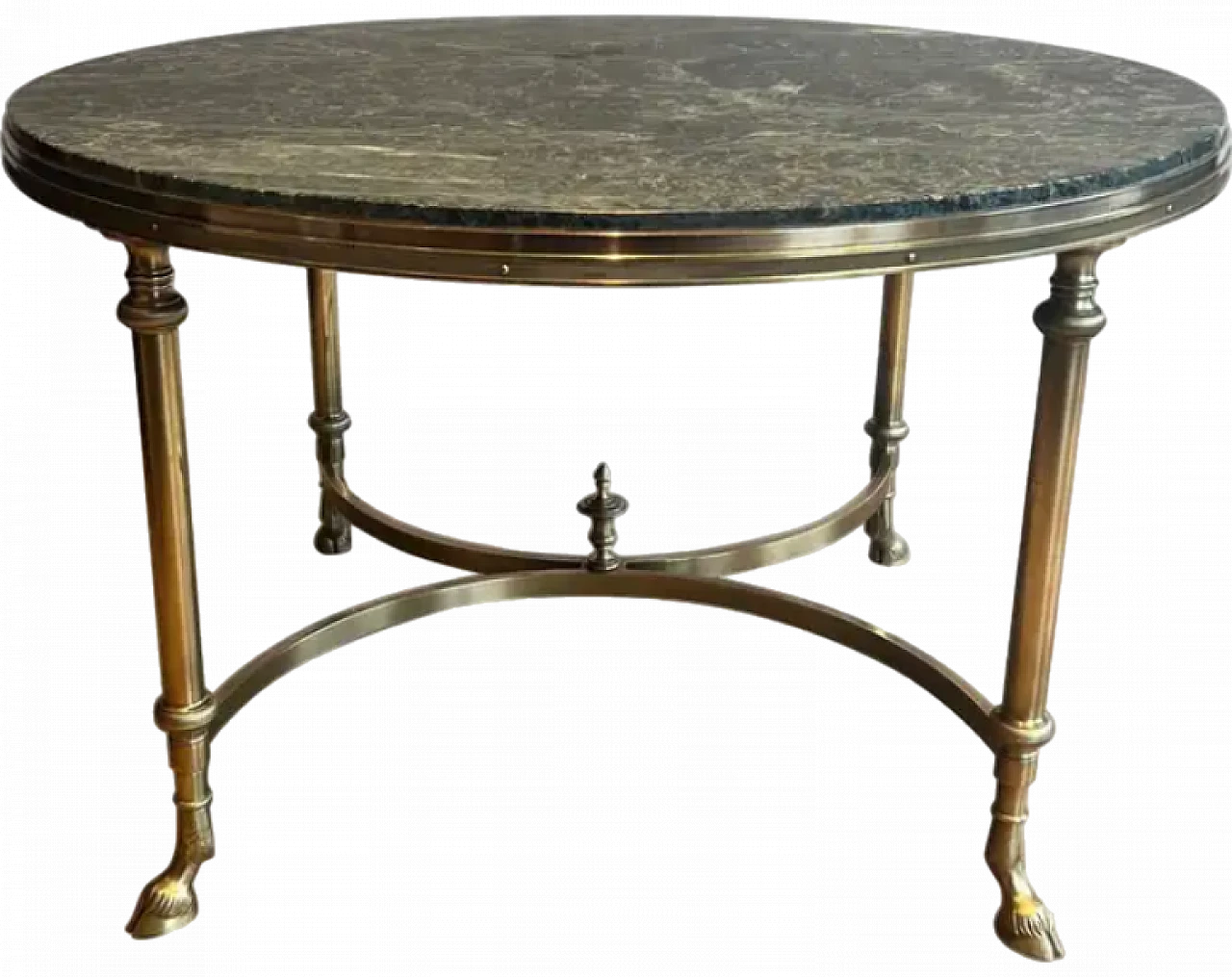 Round bronze, brass and marble coffee table by Maison Jansen, 1940s 13