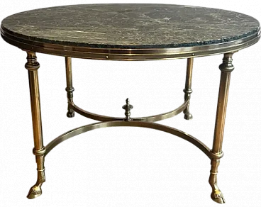 Round bronze, brass and marble coffee table by Maison Jansen, 1940s