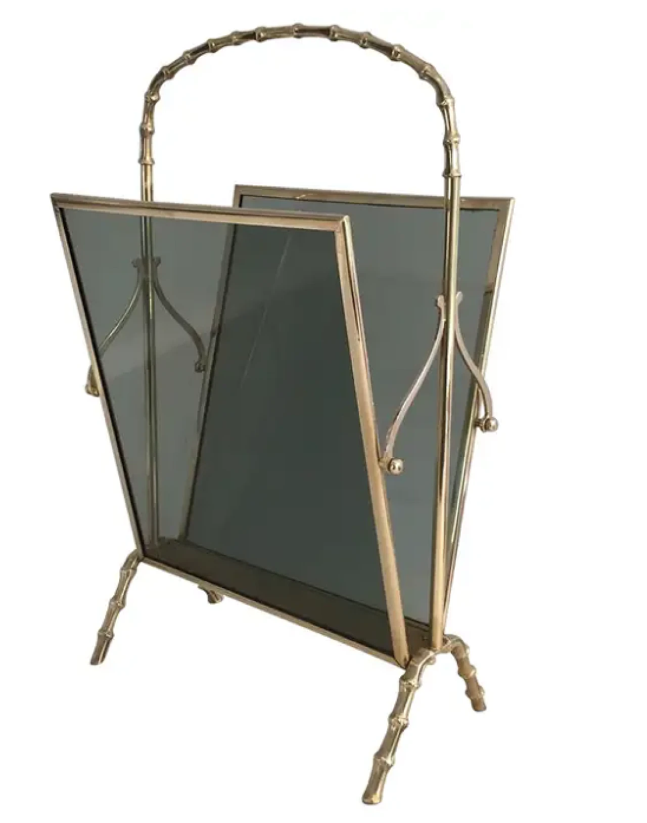 Faux-bamboo bronze magazine rack by Maison Baguès, 1940s 1