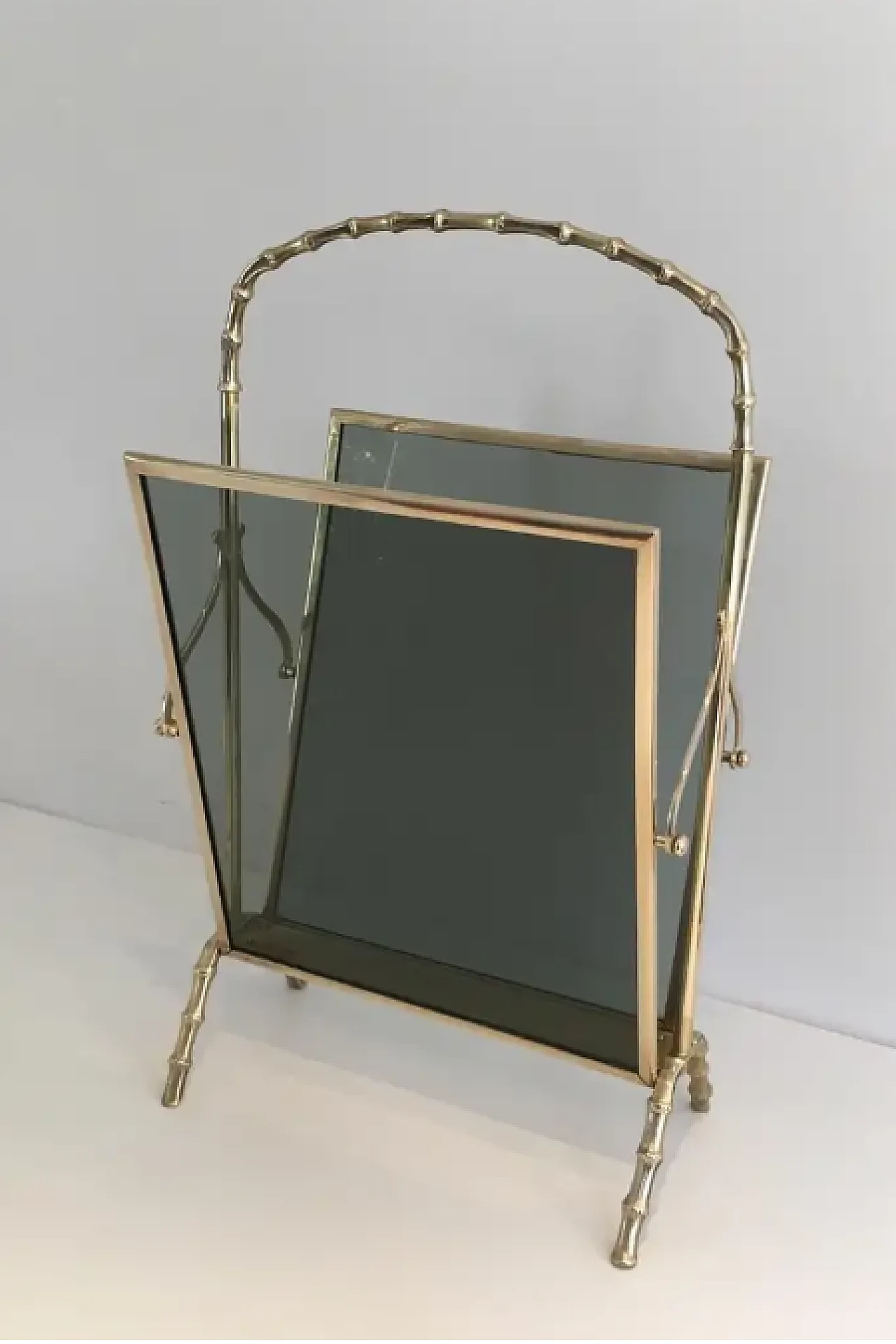 Faux-bamboo bronze magazine rack by Maison Baguès, 1940s 2