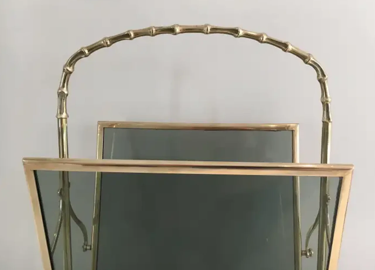 Faux-bamboo bronze magazine rack by Maison Baguès, 1940s 4