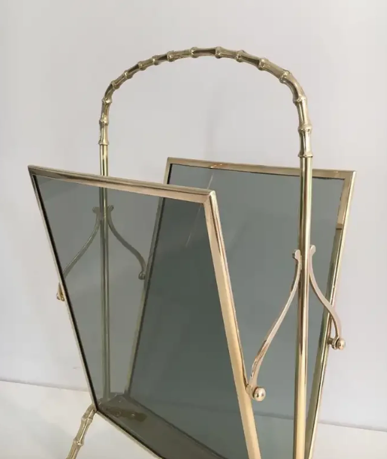 Faux-bamboo bronze magazine rack by Maison Baguès, 1940s 6