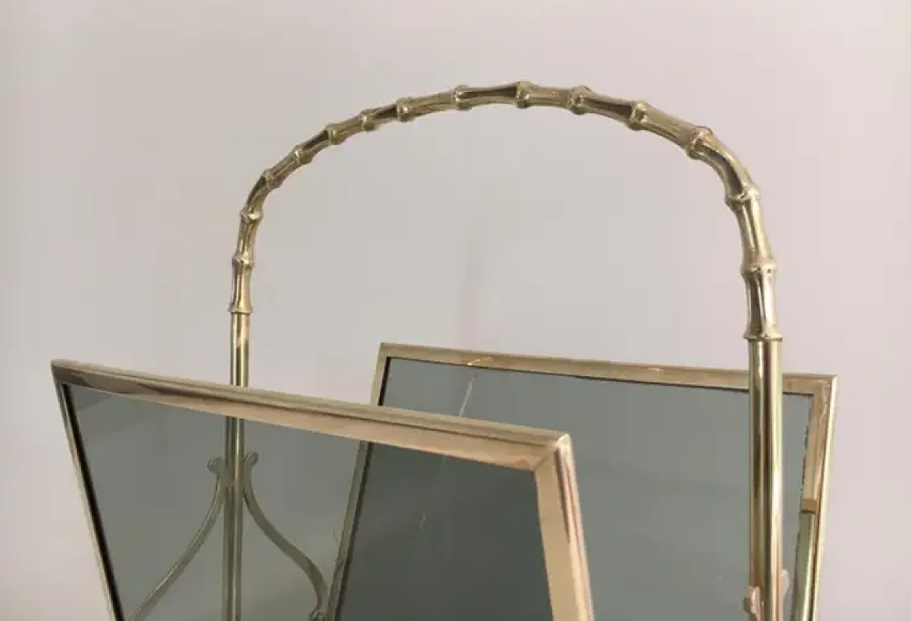 Faux-bamboo bronze magazine rack by Maison Baguès, 1940s 7