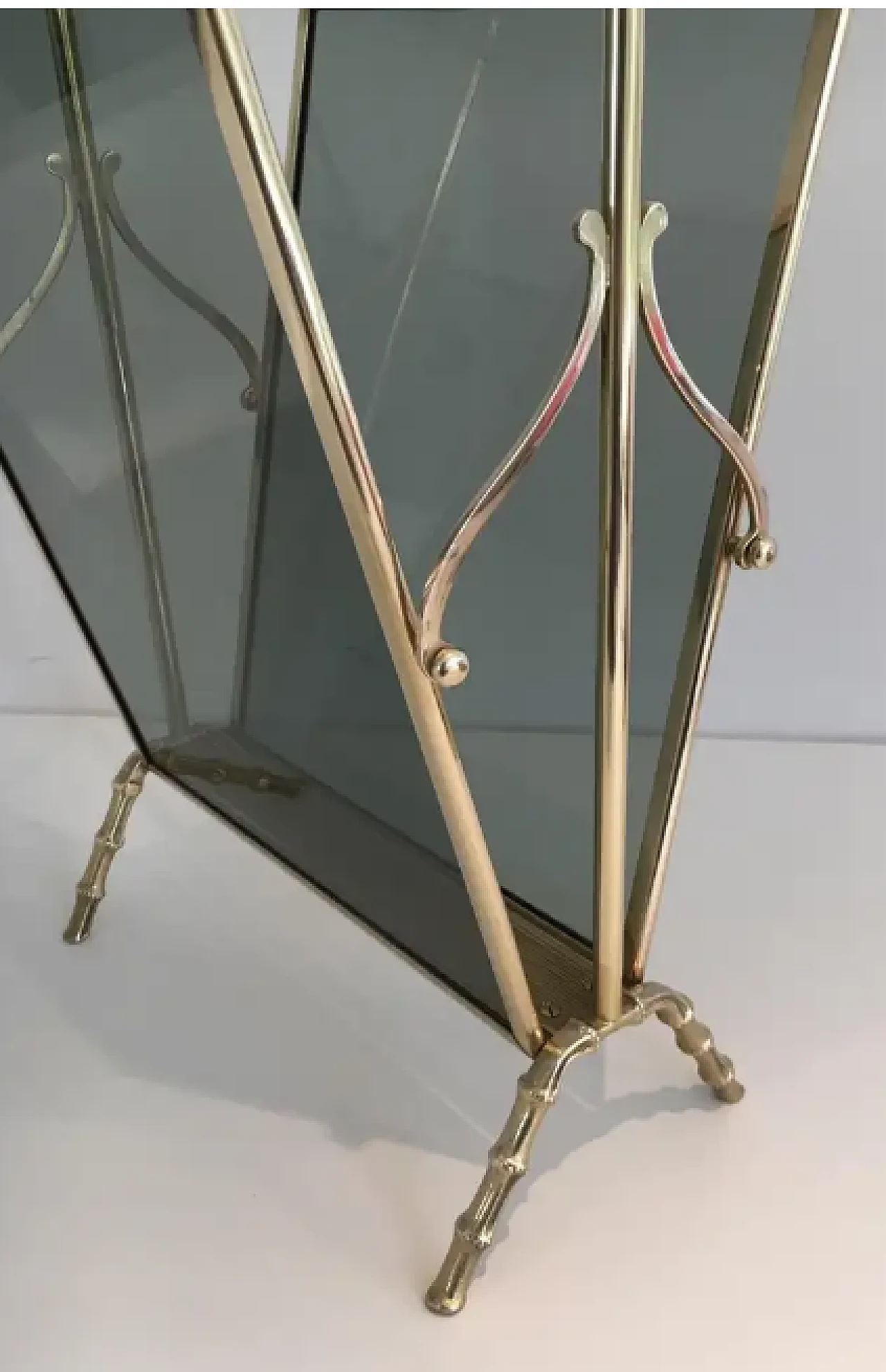 Faux-bamboo bronze magazine rack by Maison Baguès, 1940s 8