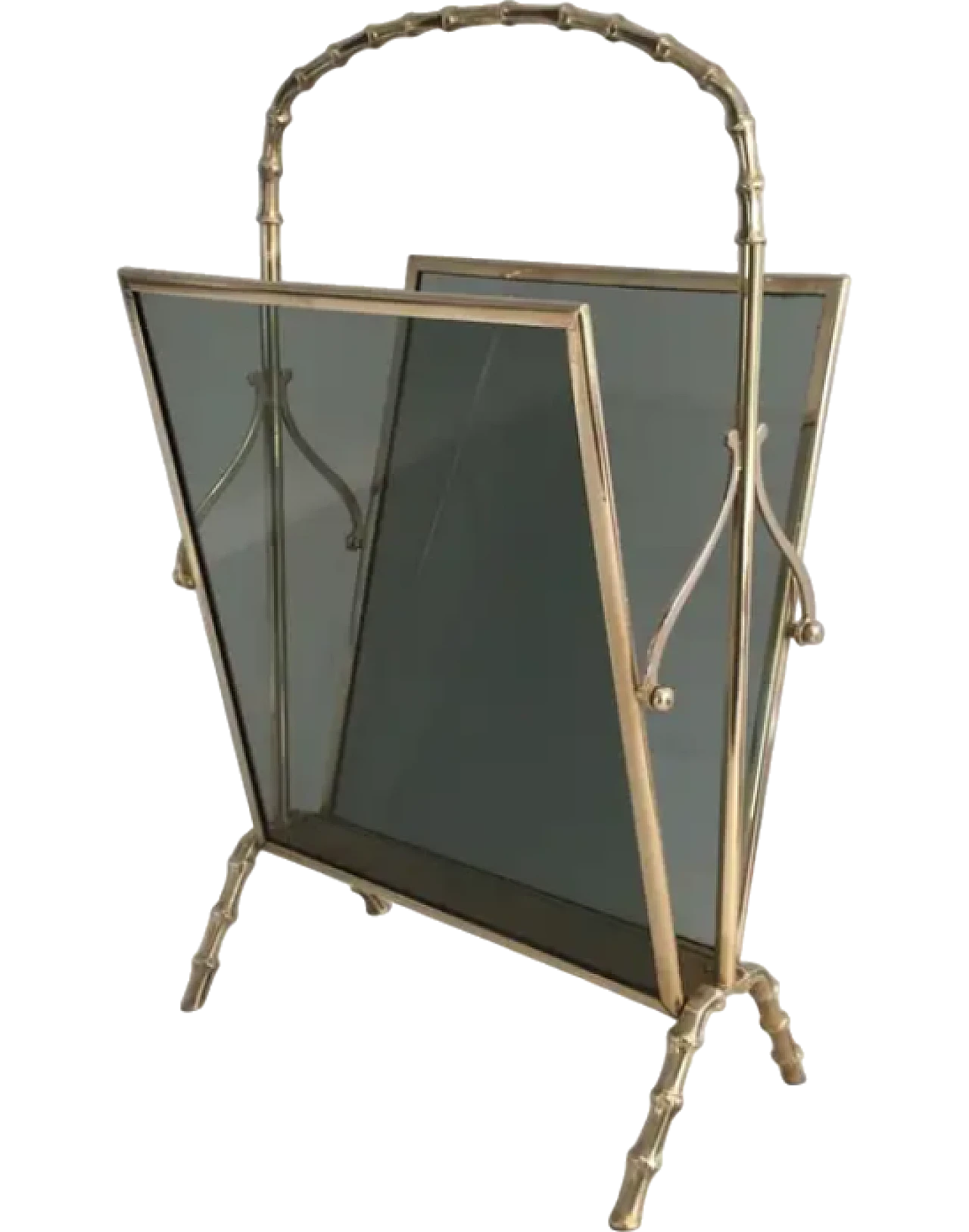 Faux-bamboo bronze magazine rack by Maison Baguès, 1940s 12