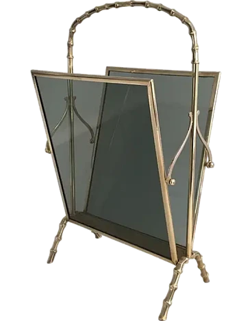 Faux-bamboo bronze magazine rack by Maison Baguès, 1940s